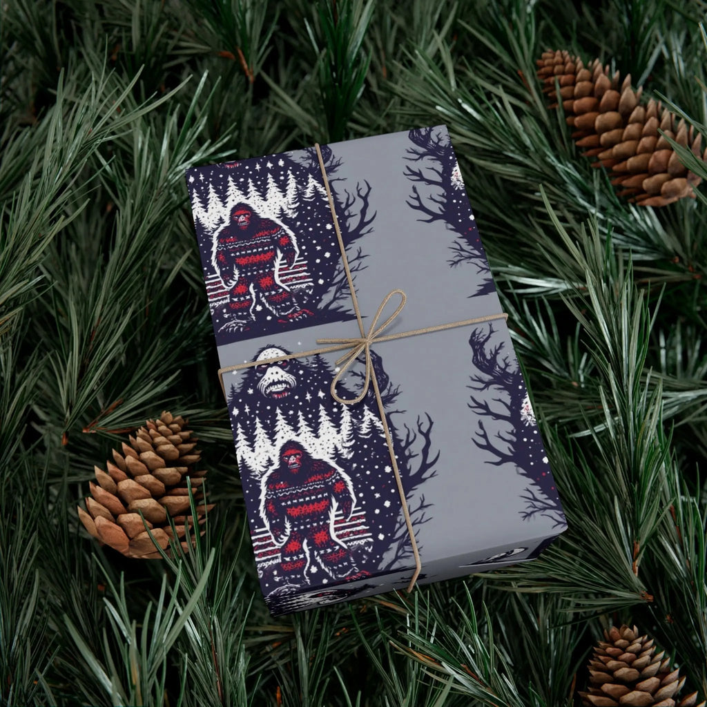 Cozy Bigfoot Gift Wrap Papers – Unique Eco-Friendly Wrapping for Nature Lovers, Holidays & Celebrations Printify