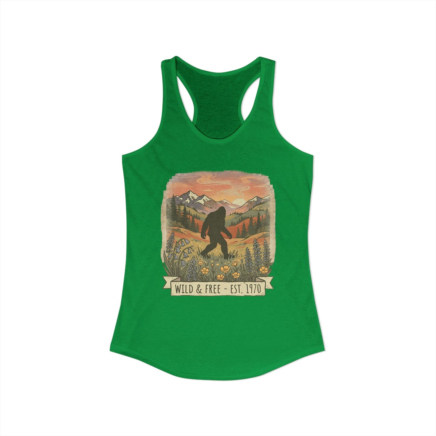 Sasquatch in the Meadow Racerback Tank