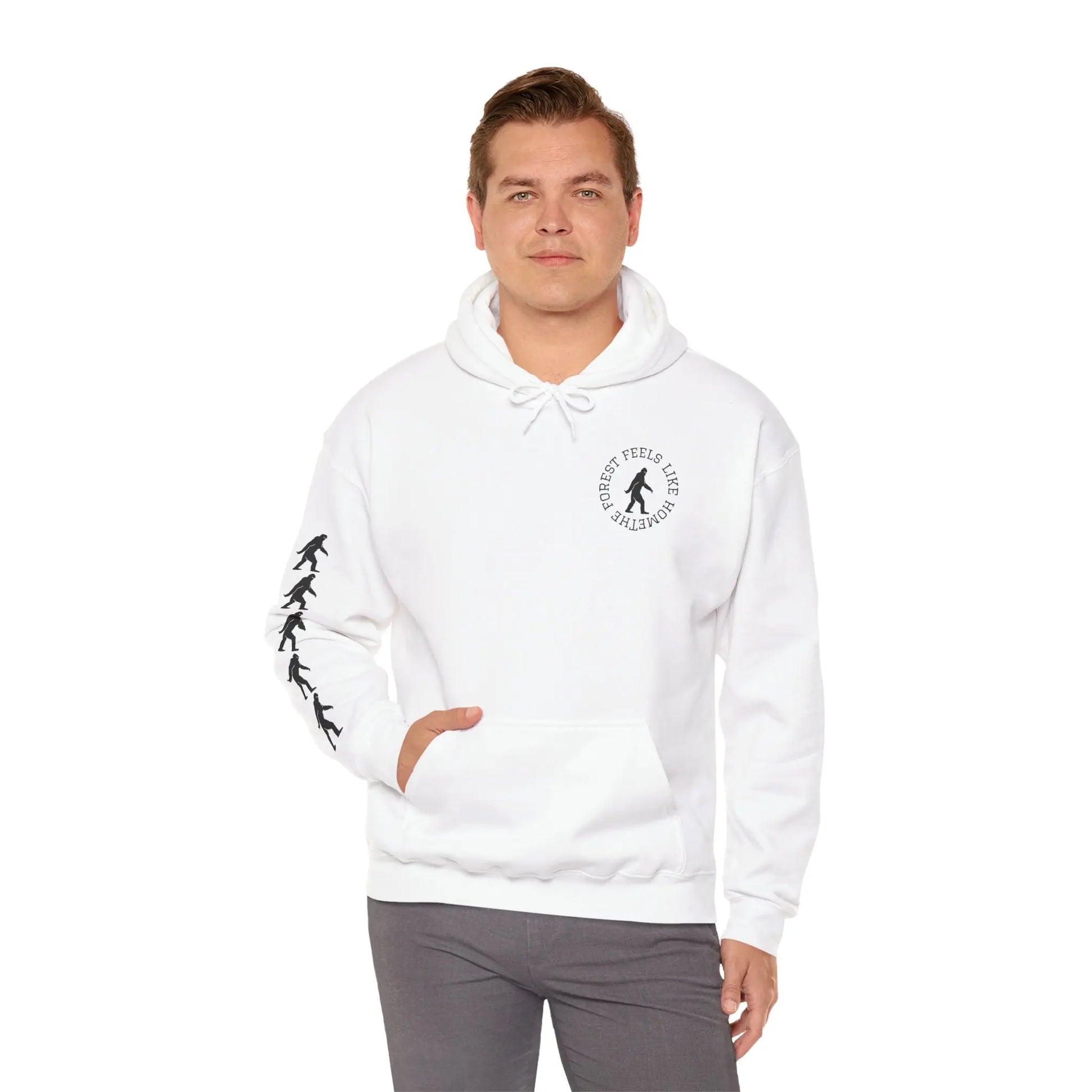 Bigfoot Forest Hoodie — Sasquatch Silhouette Sunset Pullover Printify