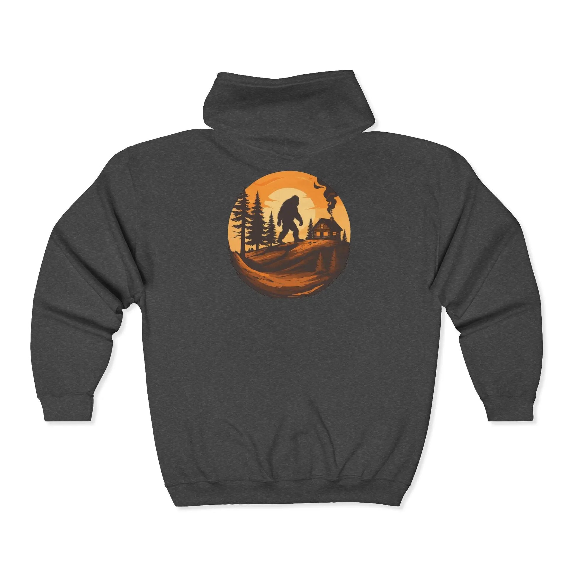 Bigfoot Woodland Zip Hoodie — Sasquatch Sunset Forest Full-Zip Sweatshirt Printify