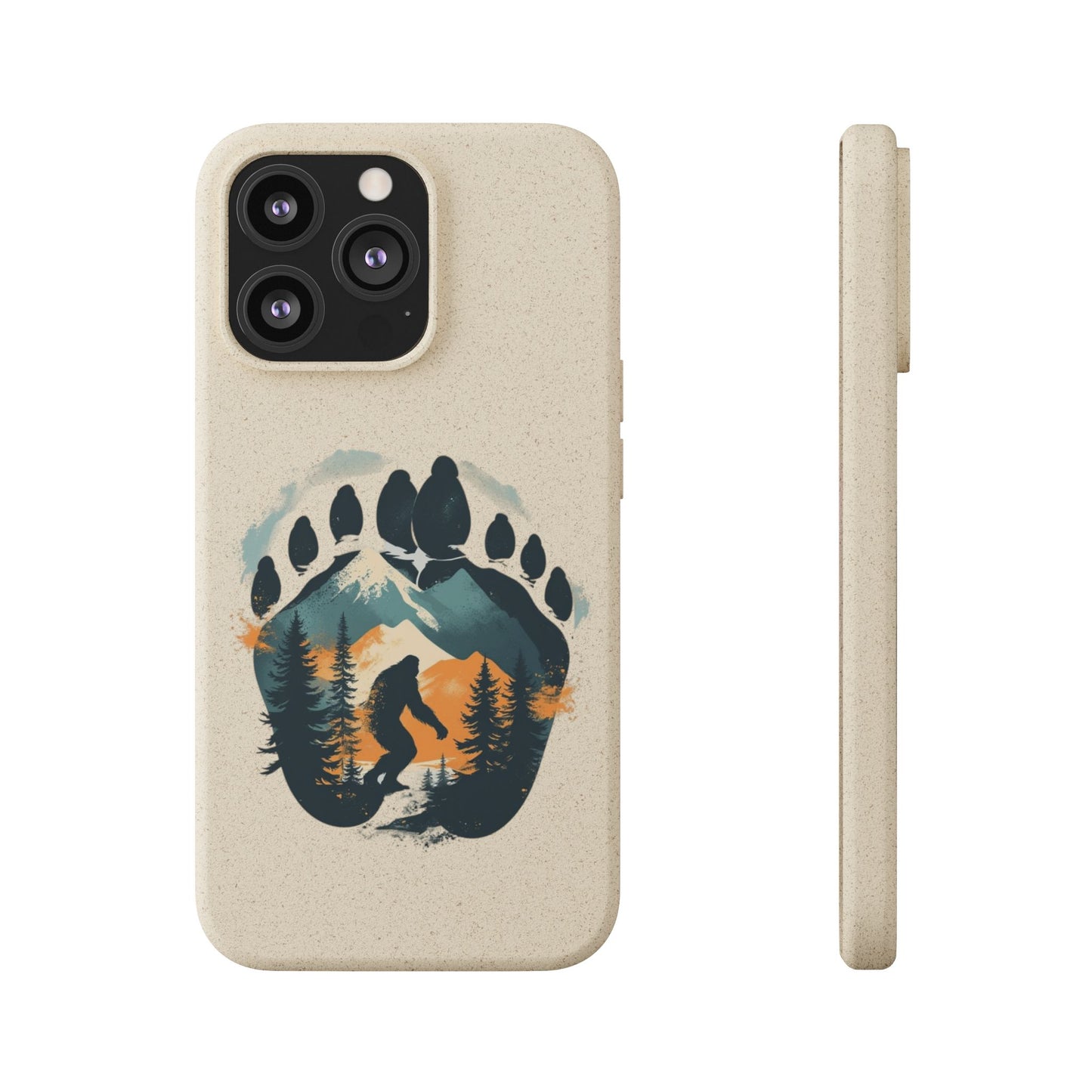 Bigfoot Print Phone Case – Compostable PLA & Bamboo Forest Design Printify