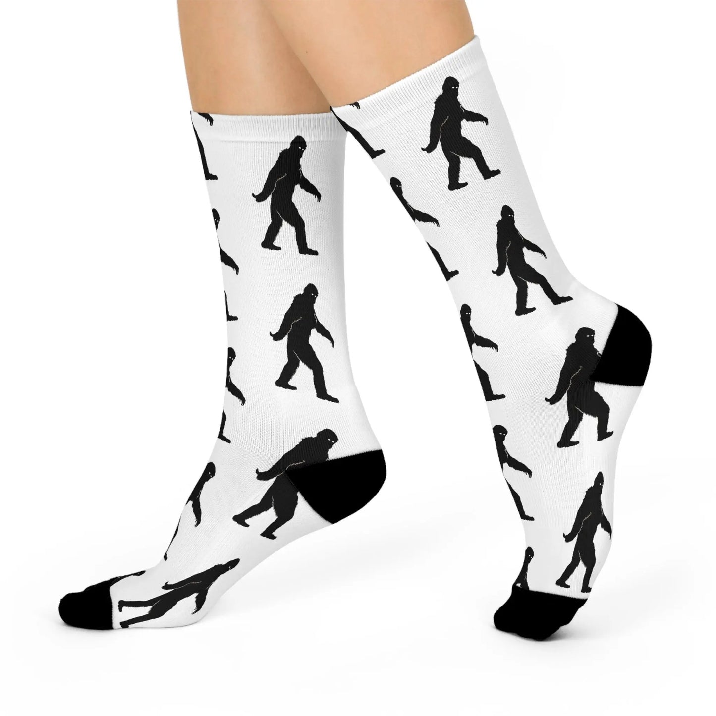 Bigfoot Cushioned Crew Socks – Fun Gift for Outdoor Lovers, Hiking Socks, Unique Patterned & Quirky Fashion Printify