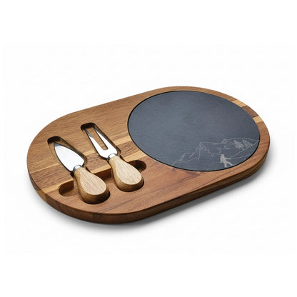 Engraved Acacia & Slate Charcuterie Board – Mountain Design Printify