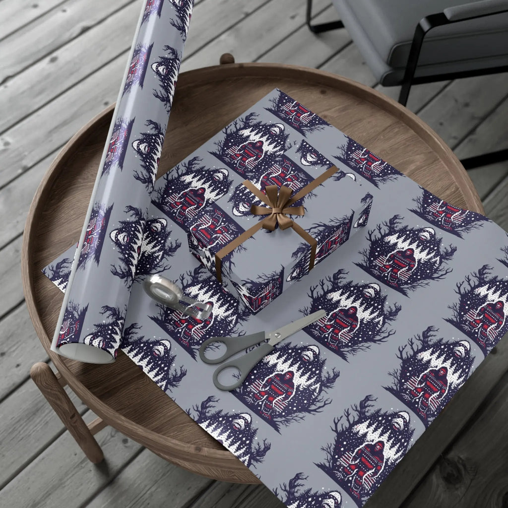 Cozy Bigfoot Gift Wrap Papers – Unique Eco-Friendly Wrapping for Nature Lovers, Holidays & Celebrations Printify