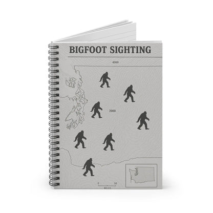 Washington Bigfoot Sightings Spiral Notebook — Ruled Journal for Cryptid Hunters & Outdoor Notes Printify