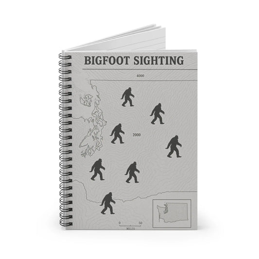 Washington Bigfoot Sightings Spiral Notebook — Ruled Journal for Cryptid Hunters & Outdoor Notes Printify