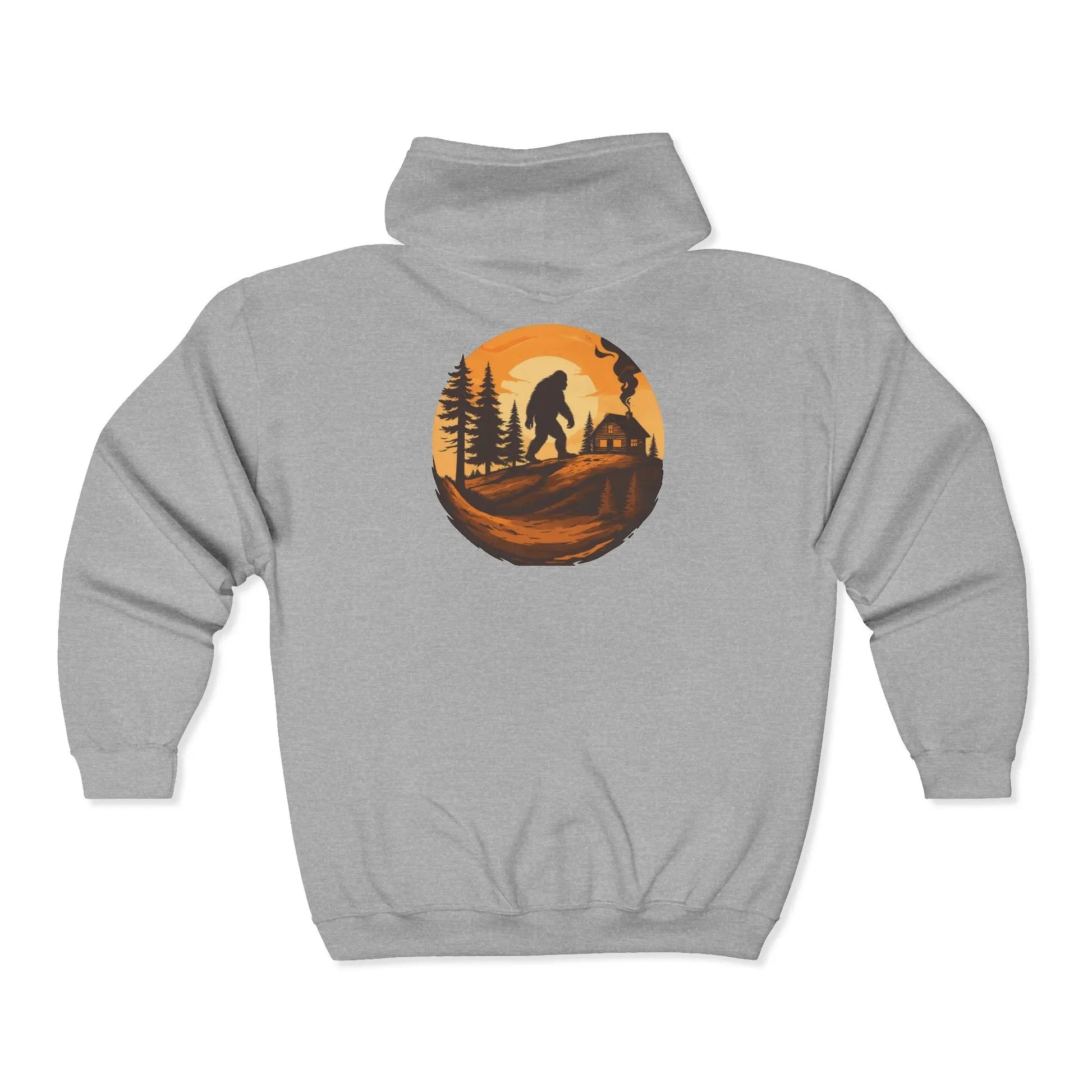 Bigfoot Woodland Zip Hoodie — Sasquatch Sunset Forest Full-Zip Sweatshirt Printify