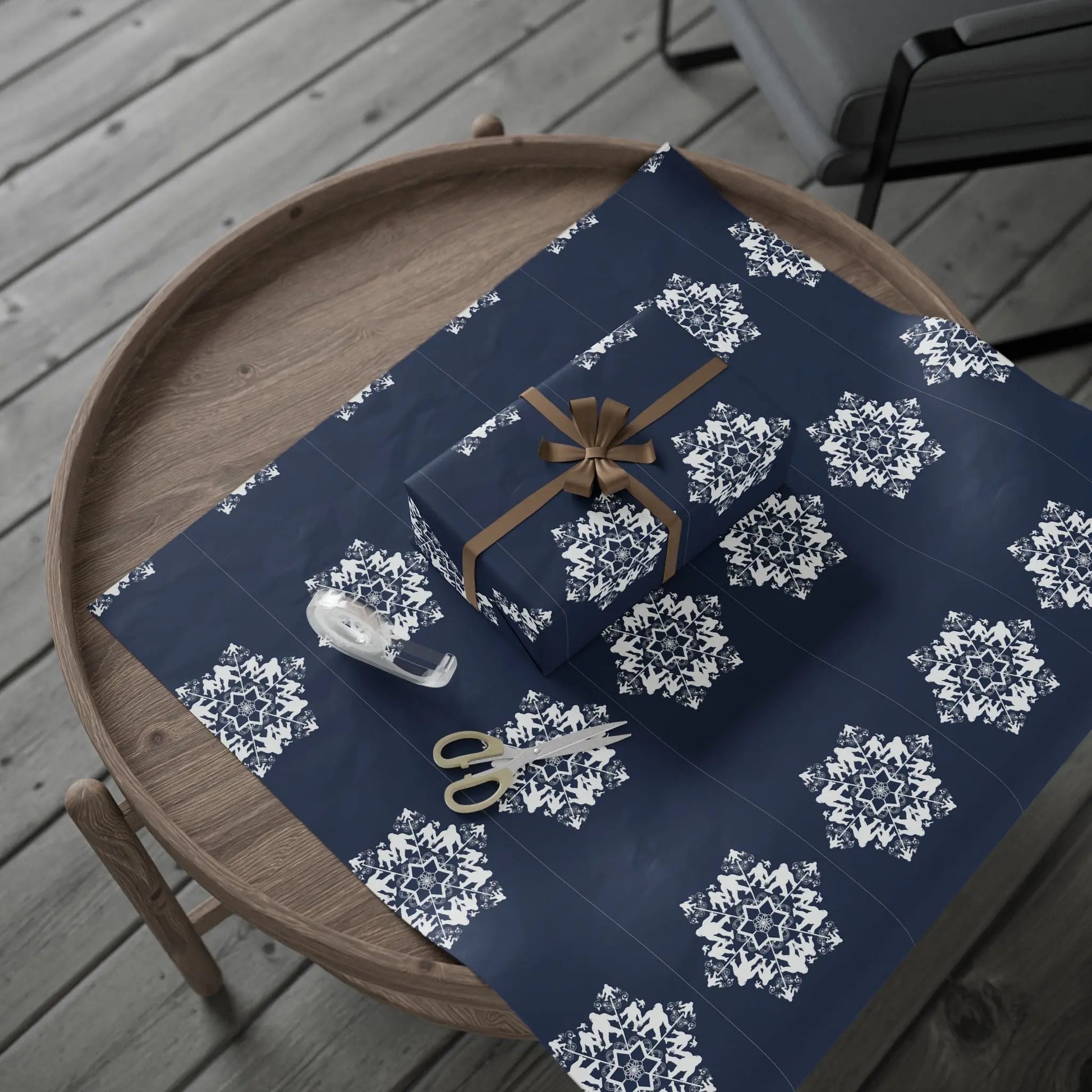 Bigfoot Snowflake Wrapping Paper – Festive Sasquatch Gift Wrap for Holidays & Christmas - Squatch Wear