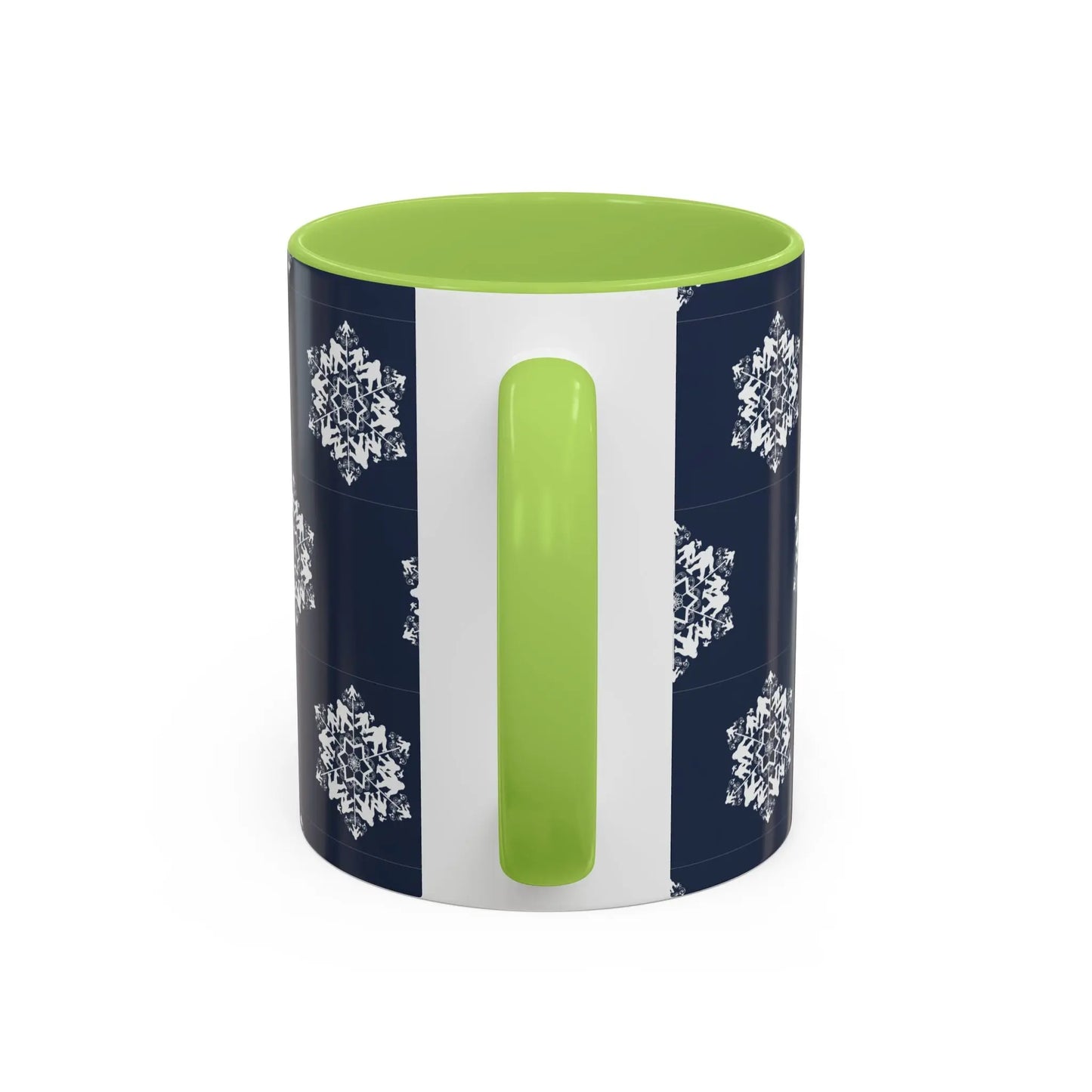 Bigfoot Snowflake Accent Coffee Mug – Navy Holiday Ceramic Cup (11oz/15oz) Printify