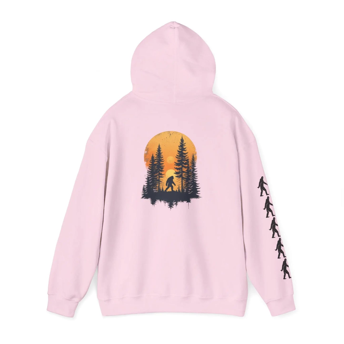Bigfoot Forest Hoodie — Sasquatch Silhouette Sunset Pullover