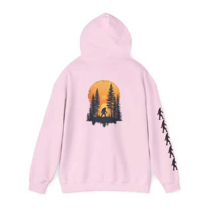Bigfoot Forest Hoodie — Sasquatch Silhouette Sunset Pullover