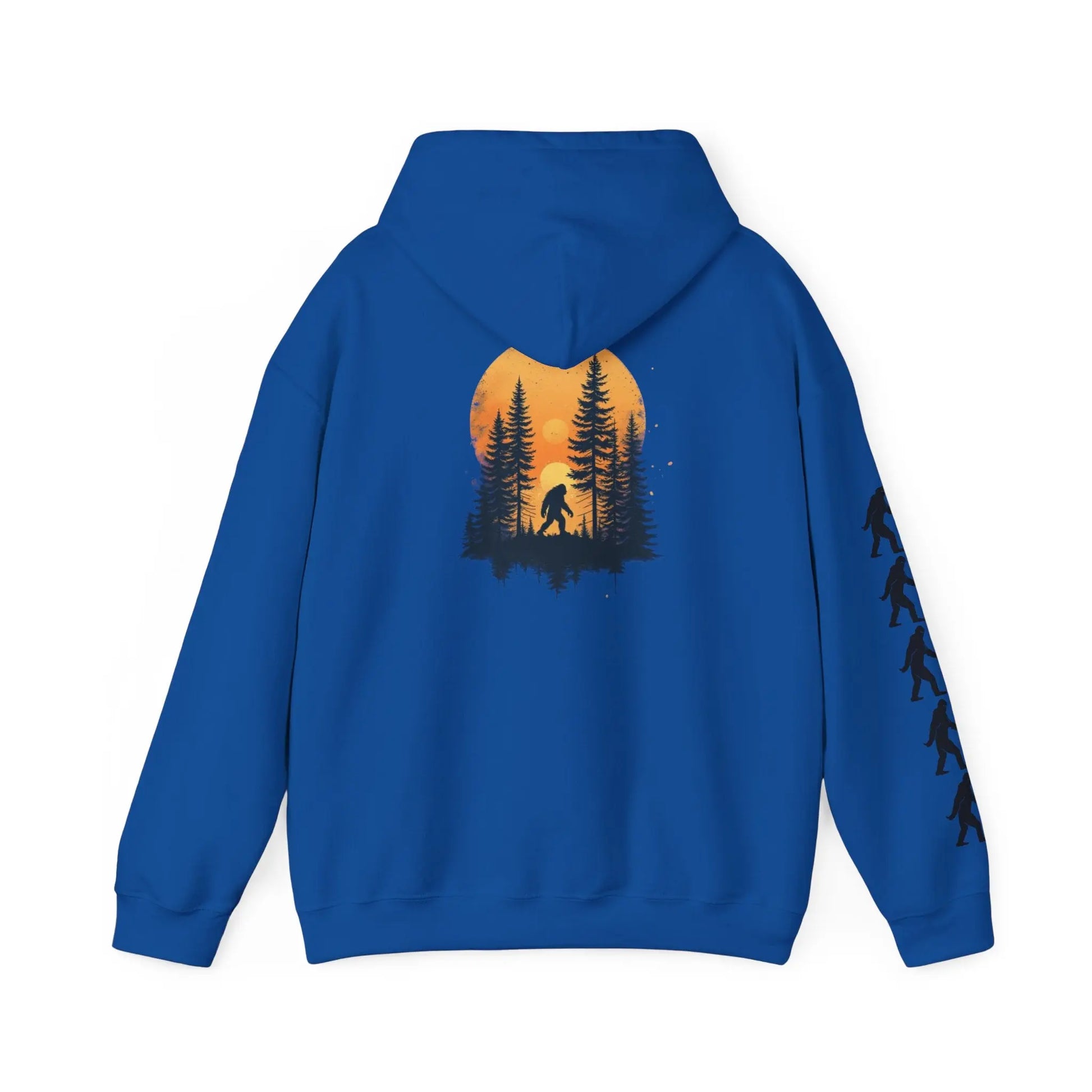 Bigfoot Forest Hoodie — Sasquatch Silhouette Sunset Pullover Printify