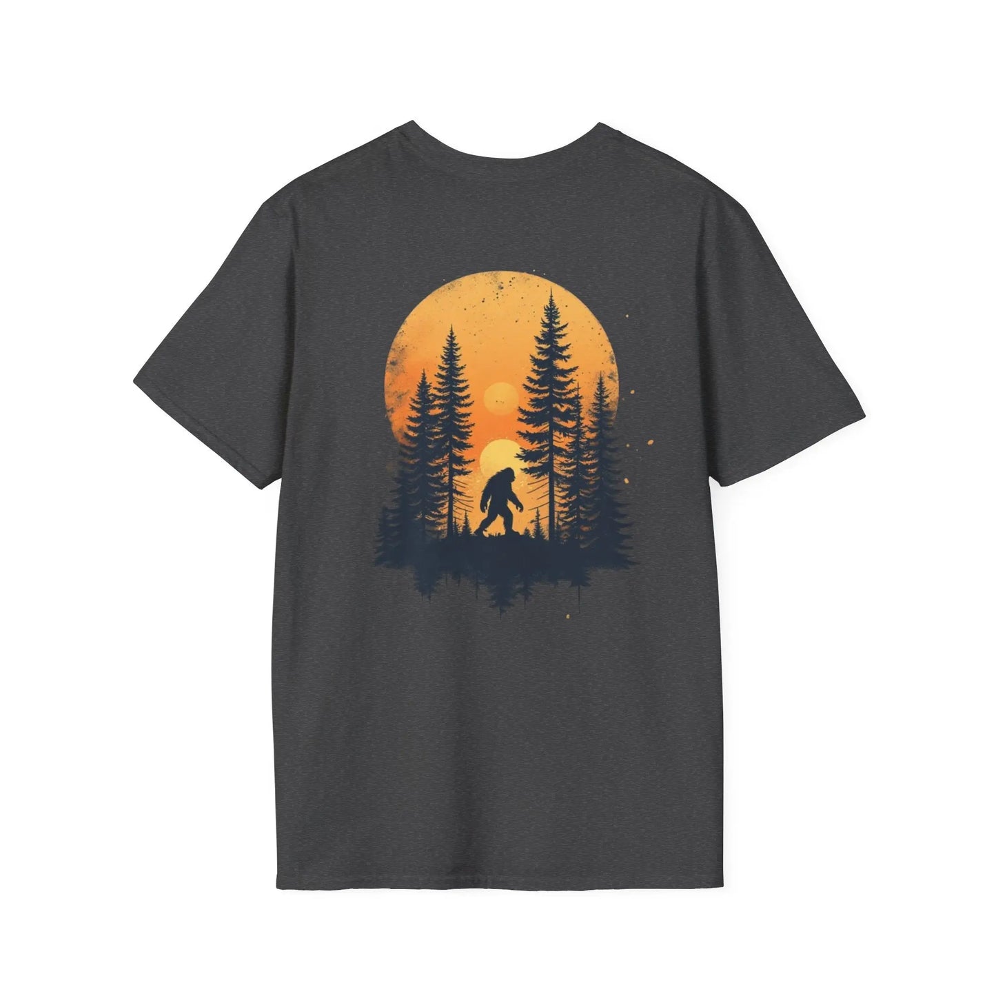 Bigfoot Sunset T-Shirt — Sasquatch Forest Graphic Tee Printify