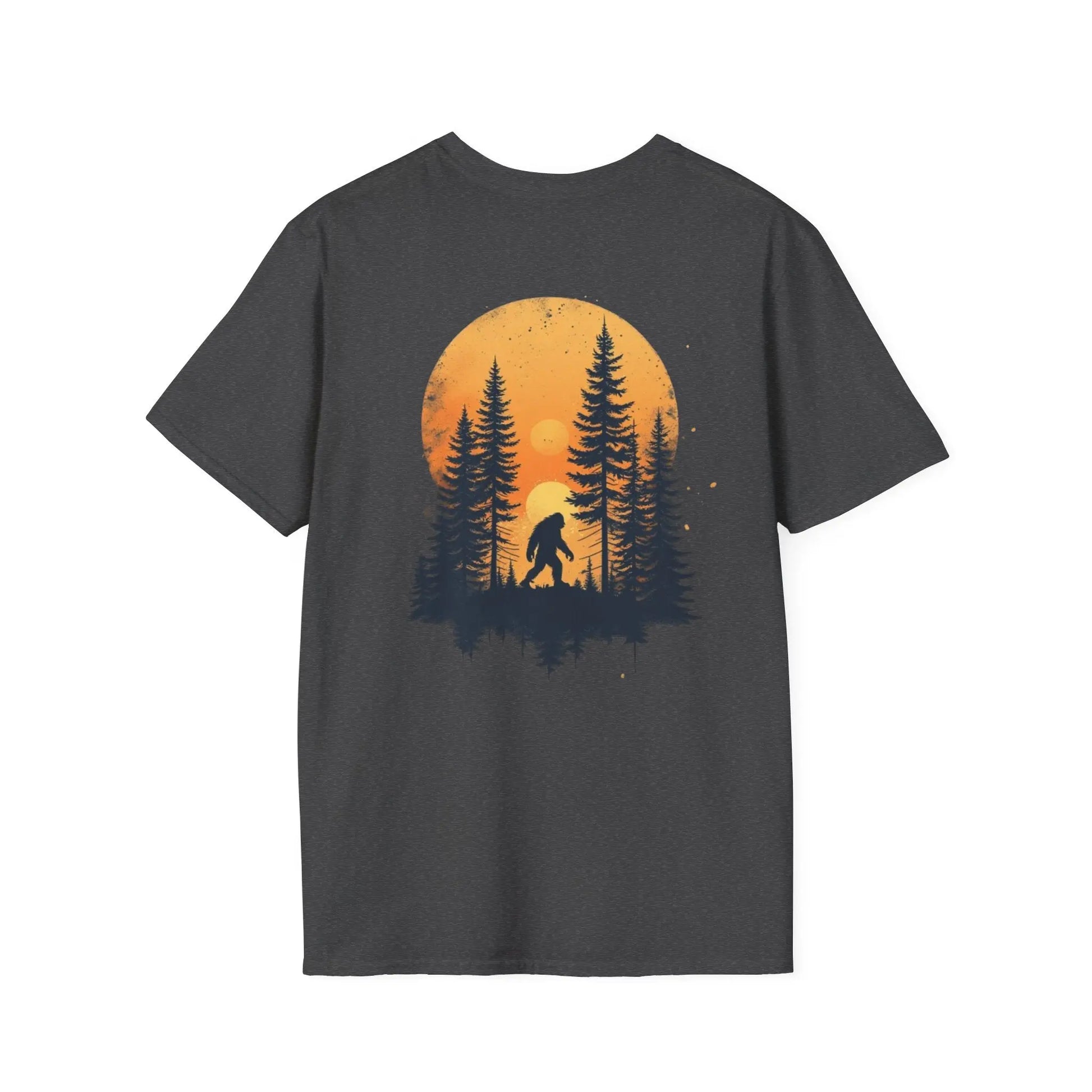Bigfoot Sunset T-Shirt — Sasquatch Forest Graphic Tee Printify