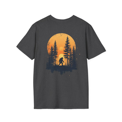 Bigfoot Sunset T-Shirt — Sasquatch Forest Graphic Tee Printify