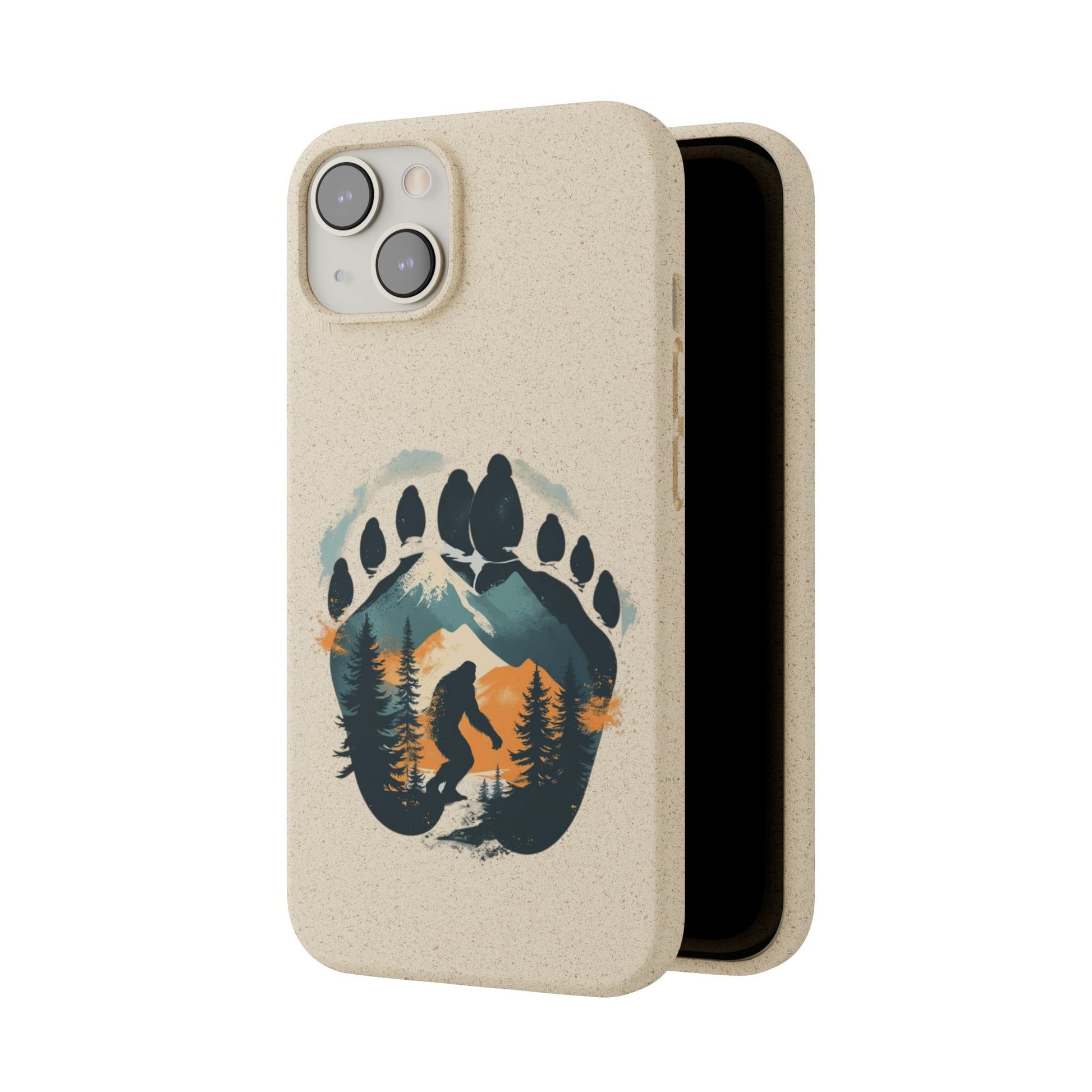 Bigfoot Print Phone Case – Compostable PLA & Bamboo Forest Design Printify