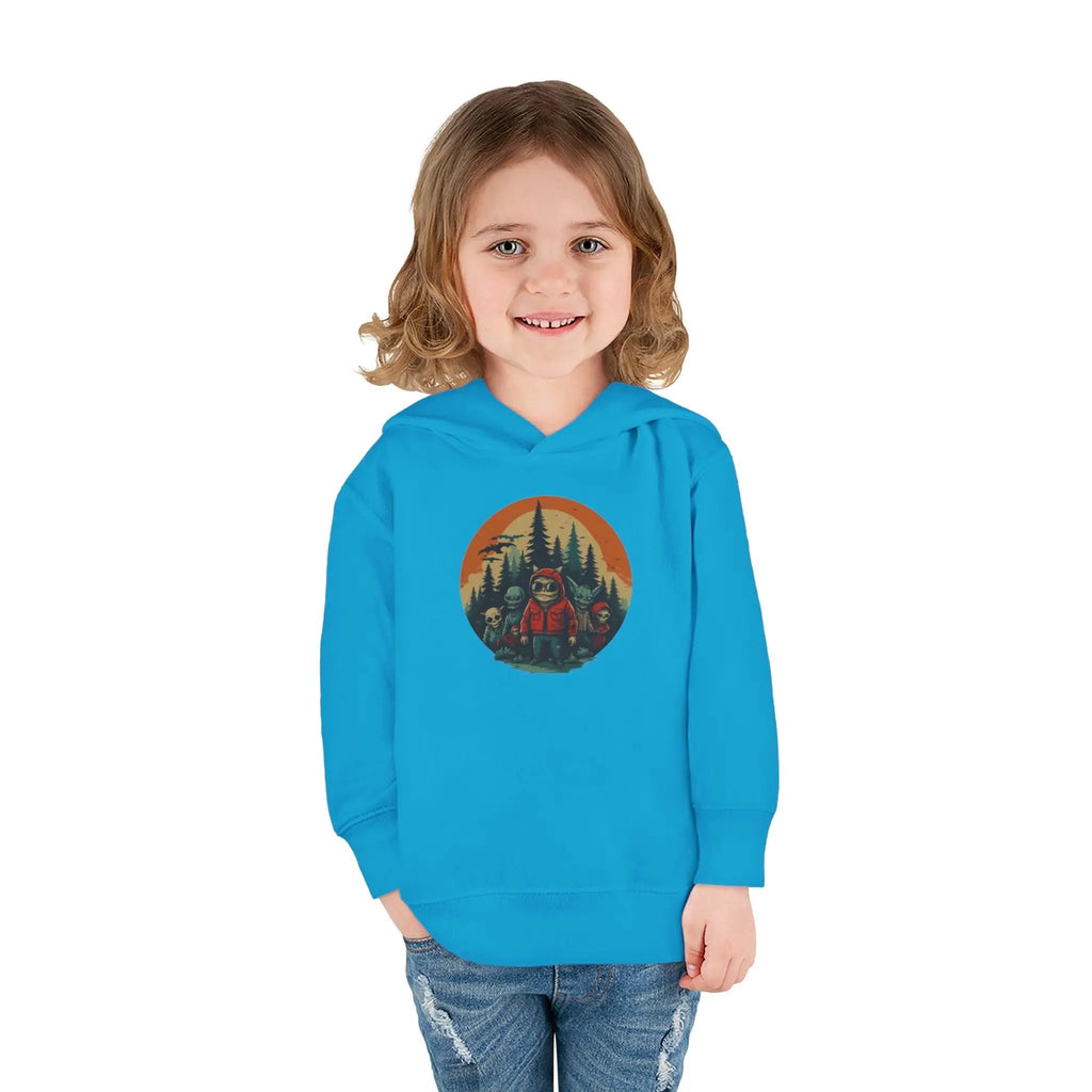 Adventure-Ready Toddler Pullover Fleece Hoodie – Cozy Kids Hoodie, Camping-Themed Gift, Fall/Winter Toddler Apparel Printify