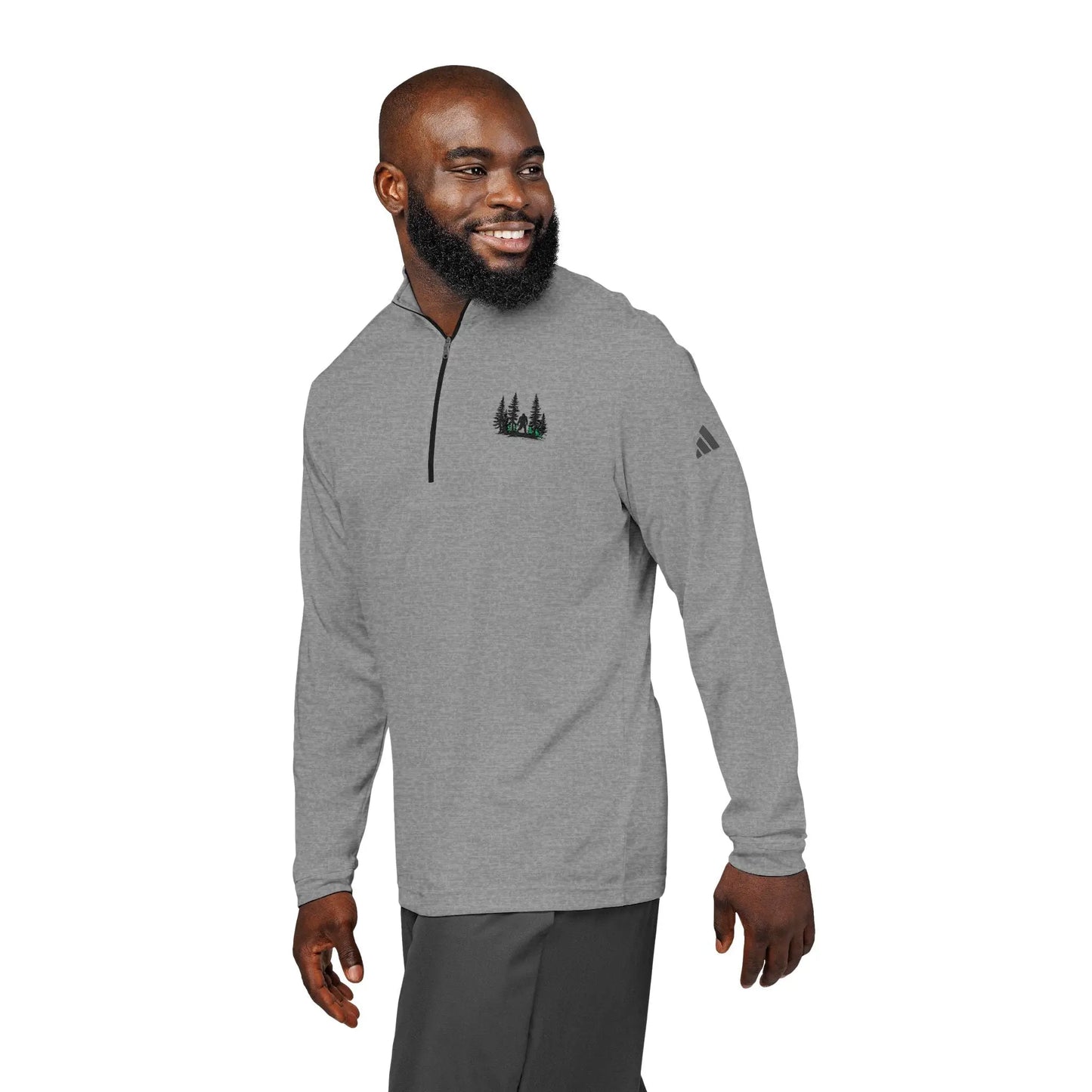 Embroidered Forest Quarter-Zip Pullover — adidas® Performance Long Sleeve Printify