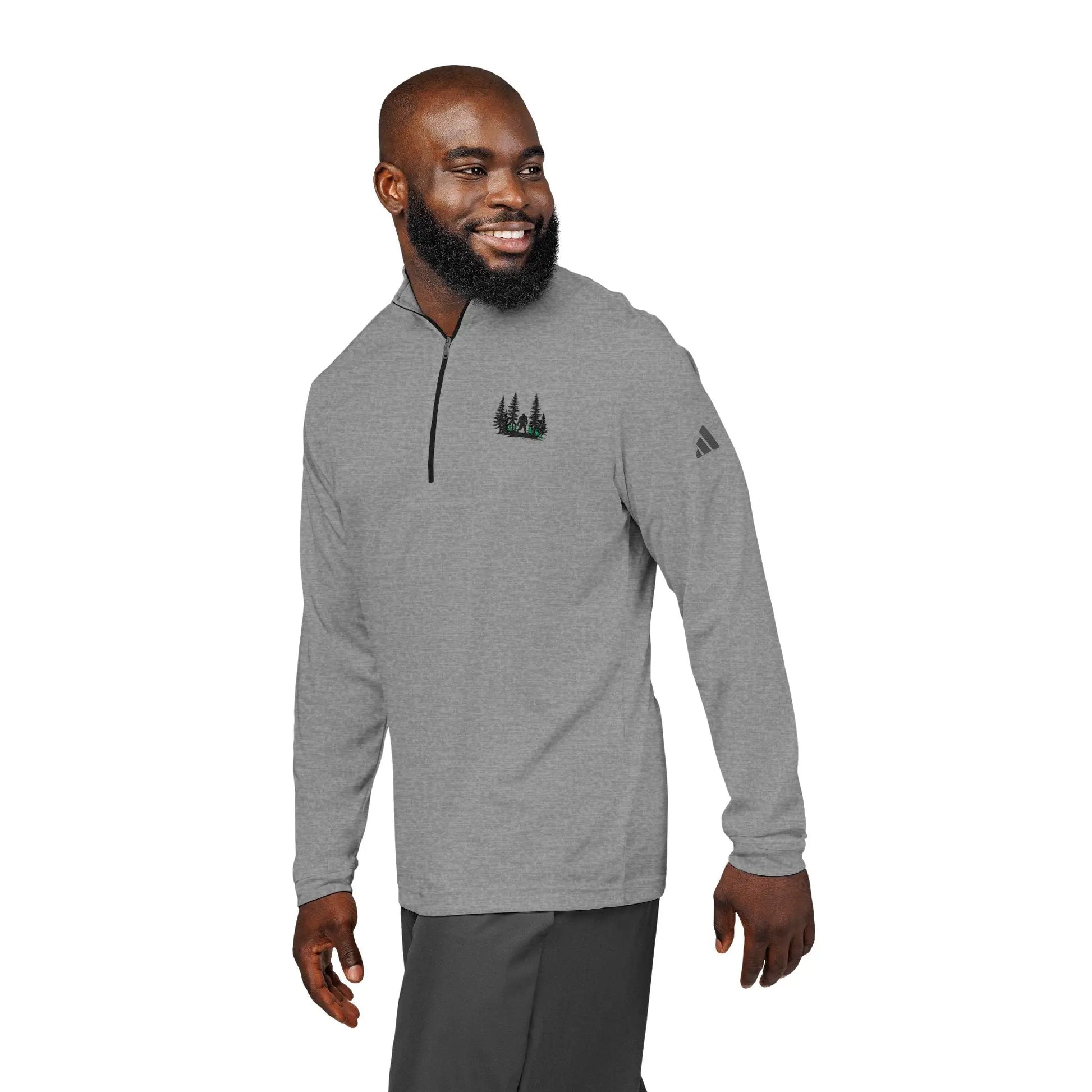 Embroidered Forest Quarter-Zip Pullover — adidas® Performance Long Sleeve Printify