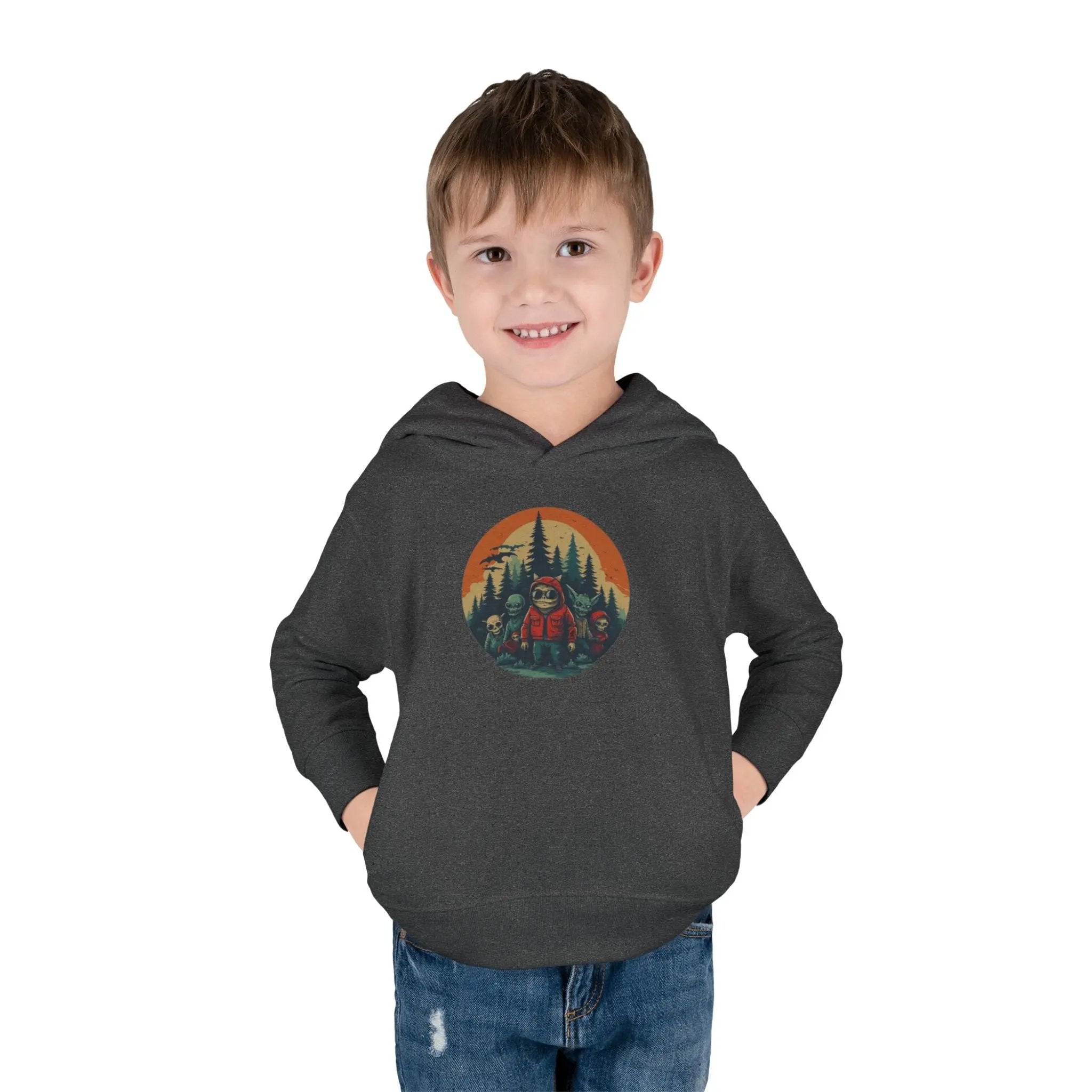 Adventure-Ready Toddler Pullover Fleece Hoodie – Cozy Kids Hoodie, Camping-Themed Gift, Fall/Winter Toddler Apparel Printify