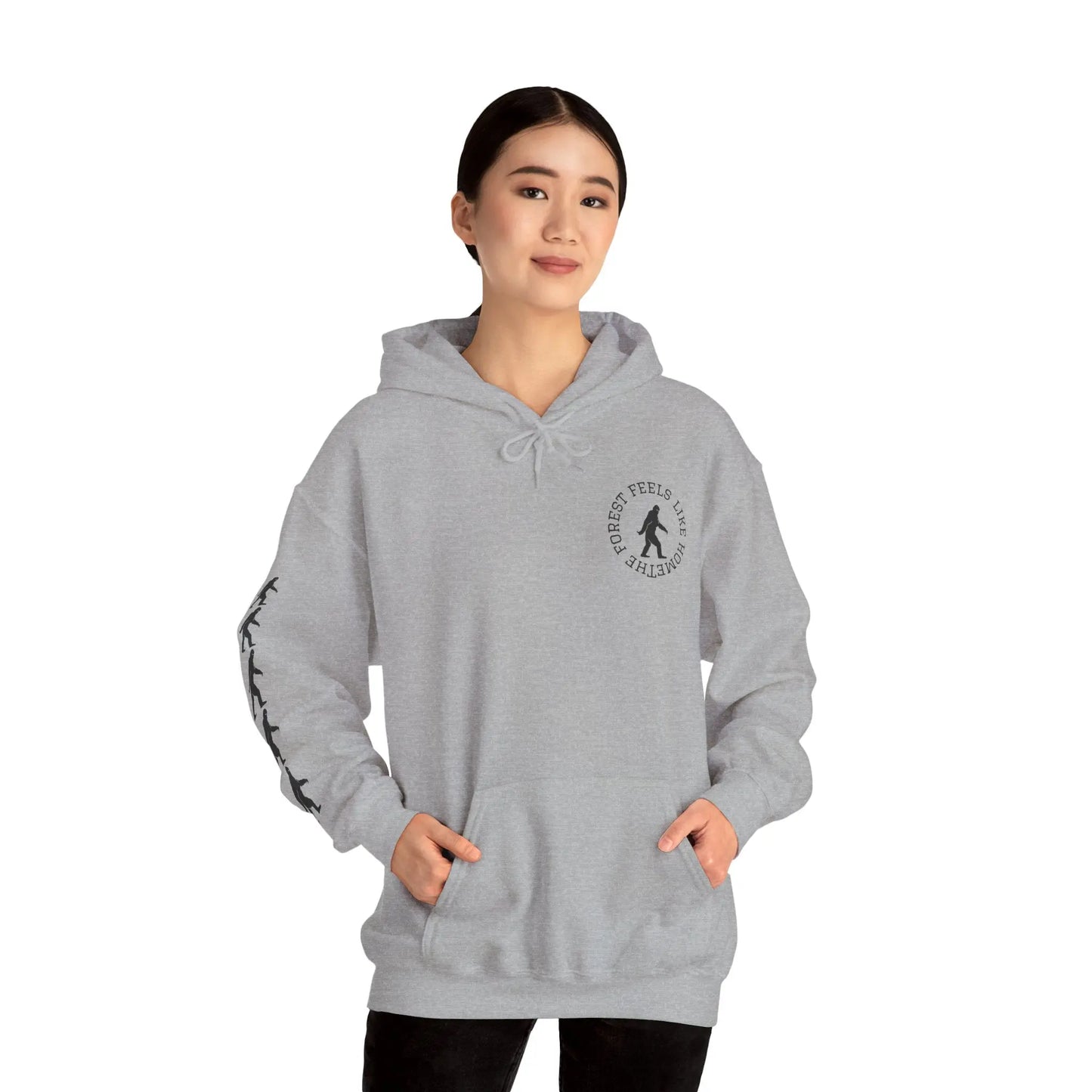 Bigfoot Forest Hoodie — Sasquatch Silhouette Sunset Pullover