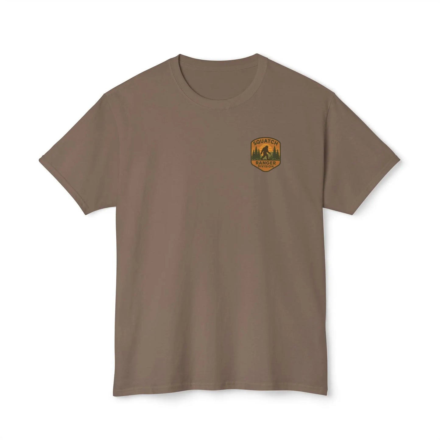 Adventure Patch T-Shirt — Vintage Mountain Forest Logo Tee | Outdoors Lifestyle Shirt
