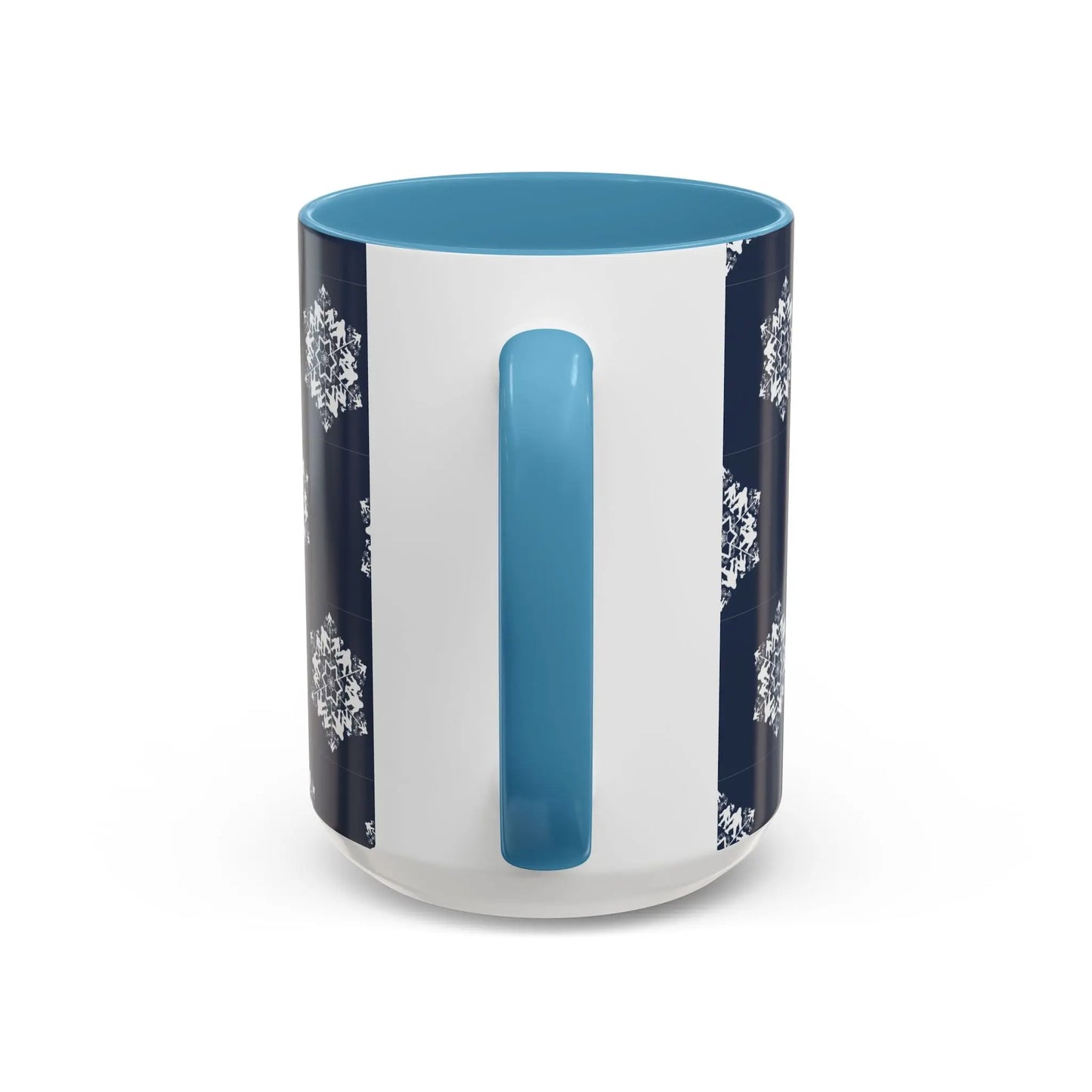 Bigfoot Snowflake Accent Coffee Mug – Navy Holiday Ceramic Cup (11oz/15oz) Printify