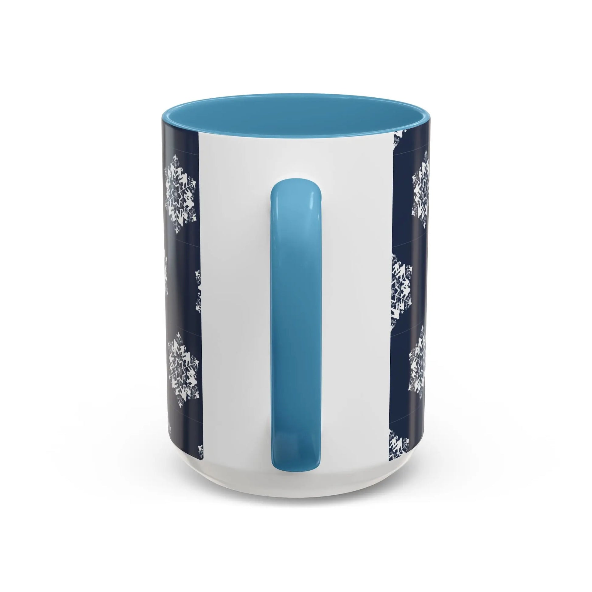 Bigfoot Snowflake Accent Coffee Mug – Navy Holiday Ceramic Cup (11oz/15oz) Printify
