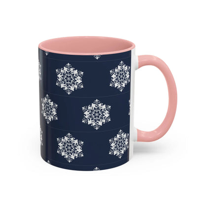 Bigfoot Snowflake Accent Coffee Mug – Navy Holiday Ceramic Cup (11oz/15oz) Printify