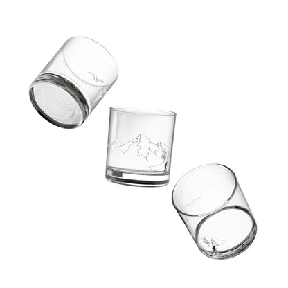 Mountain Etched 10oz Rocks Glass — Whiskey Tumbler with Scenic Pine & Peak Design Printify