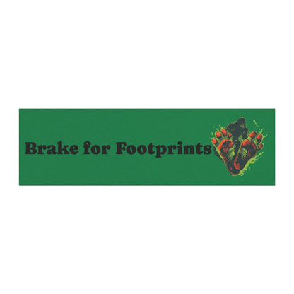 Brake for Footprints Car Magnet — Green Bigfoot Paw Print Bumper Sticker Printify