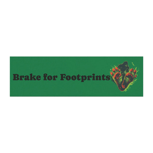 Brake for Footprints Car Magnet — Green Bigfoot Paw Print Bumper Sticker Printify
