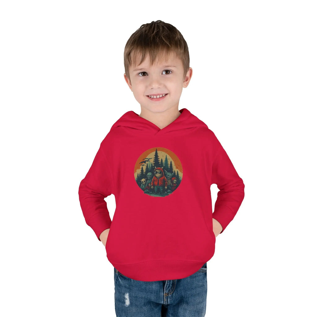 Adventure-Ready Toddler Pullover Fleece Hoodie – Cozy Kids Hoodie, Camping-Themed Gift, Fall/Winter Toddler Apparel Printify