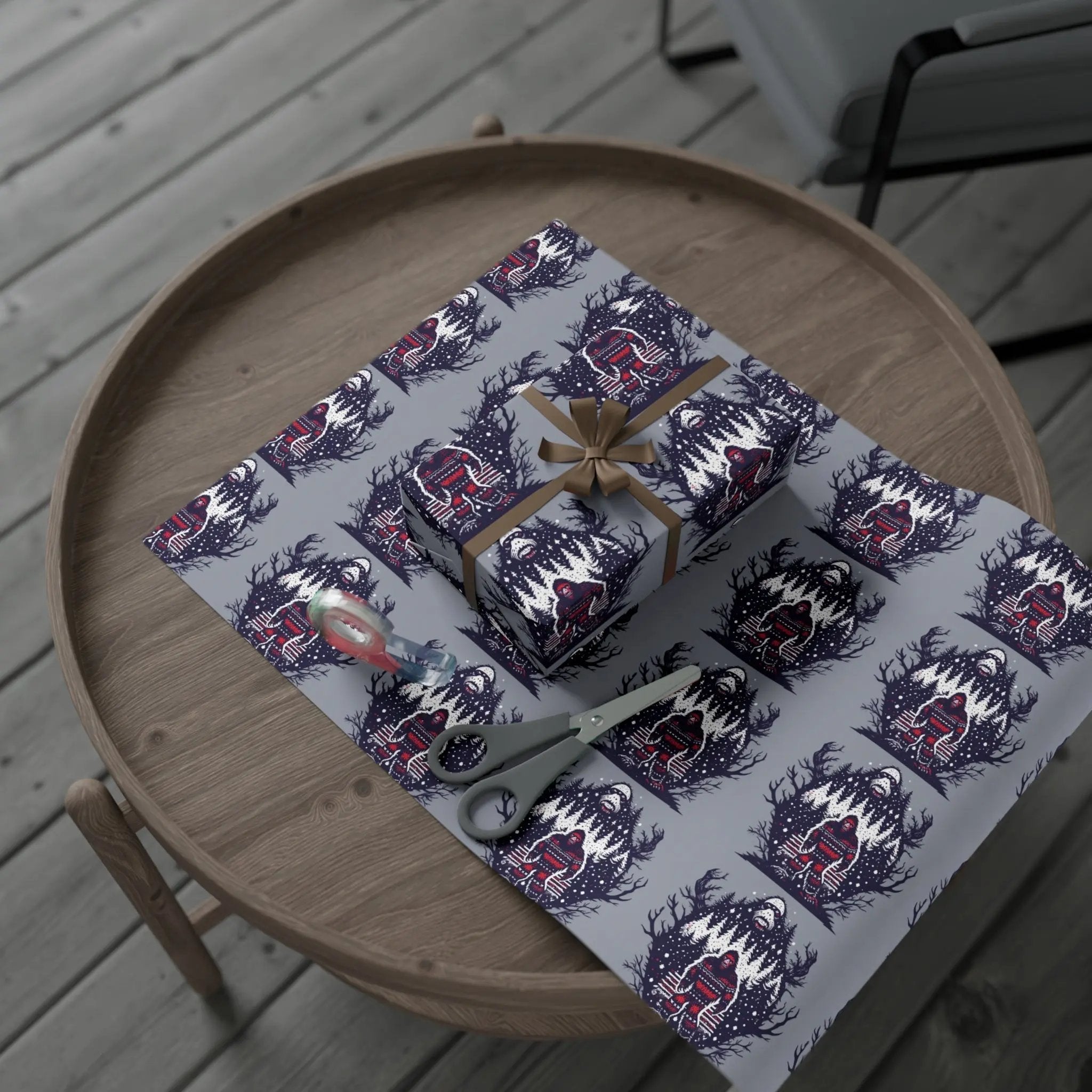 Cozy Bigfoot Gift Wrap Papers – Unique Eco-Friendly Wrapping for Nature Lovers, Holidays & Celebrations Printify