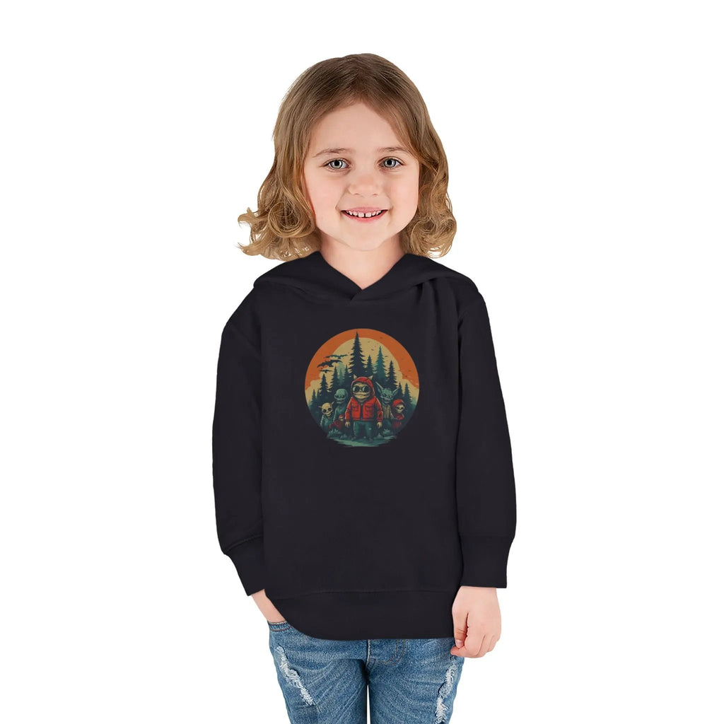Adventure-Ready Toddler Pullover Fleece Hoodie – Cozy Kids Hoodie, Camping-Themed Gift, Fall/Winter Toddler Apparel Printify