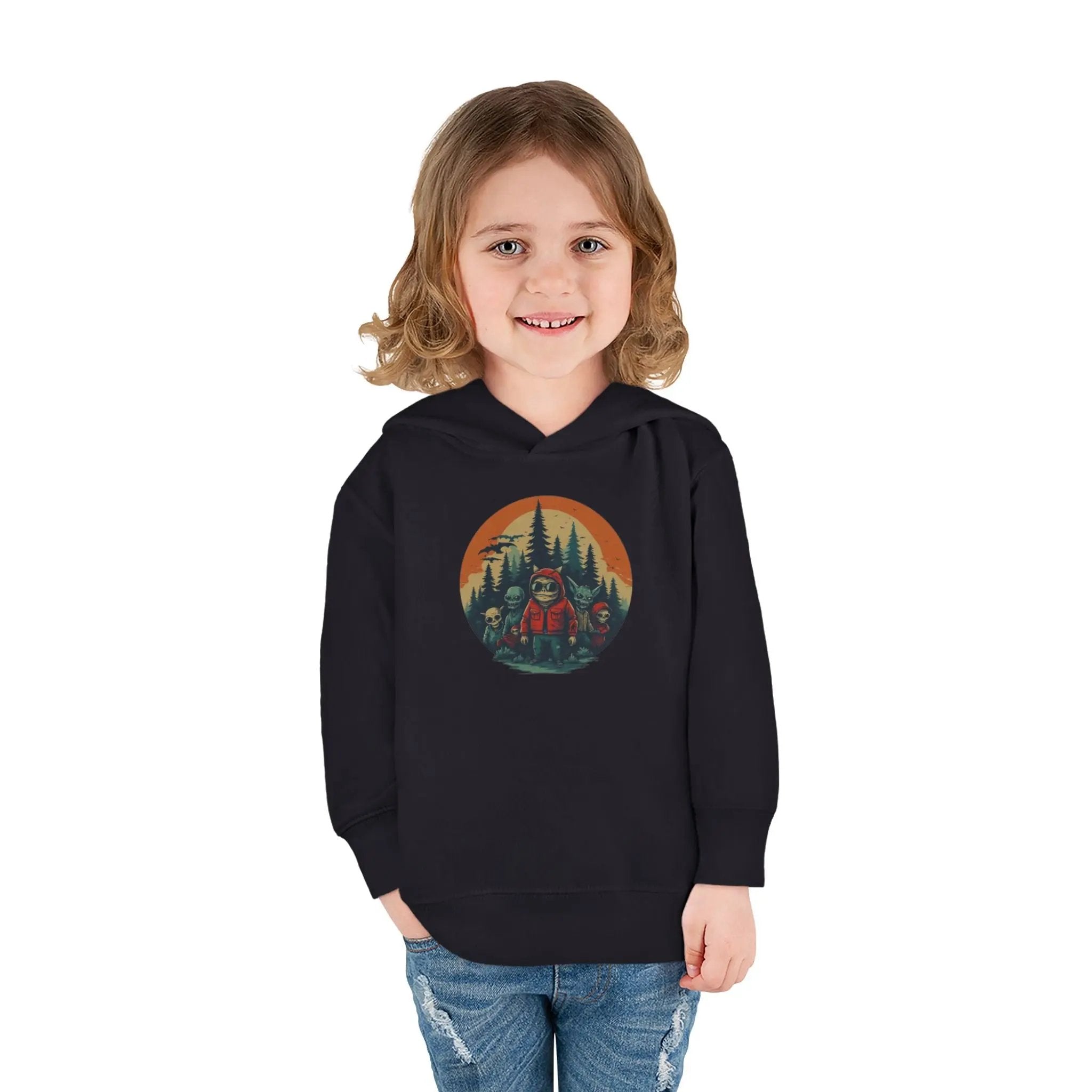 Adventure-Ready Toddler Pullover Fleece Hoodie – Cozy Kids Hoodie, Camping-Themed Gift, Fall/Winter Toddler Apparel Printify