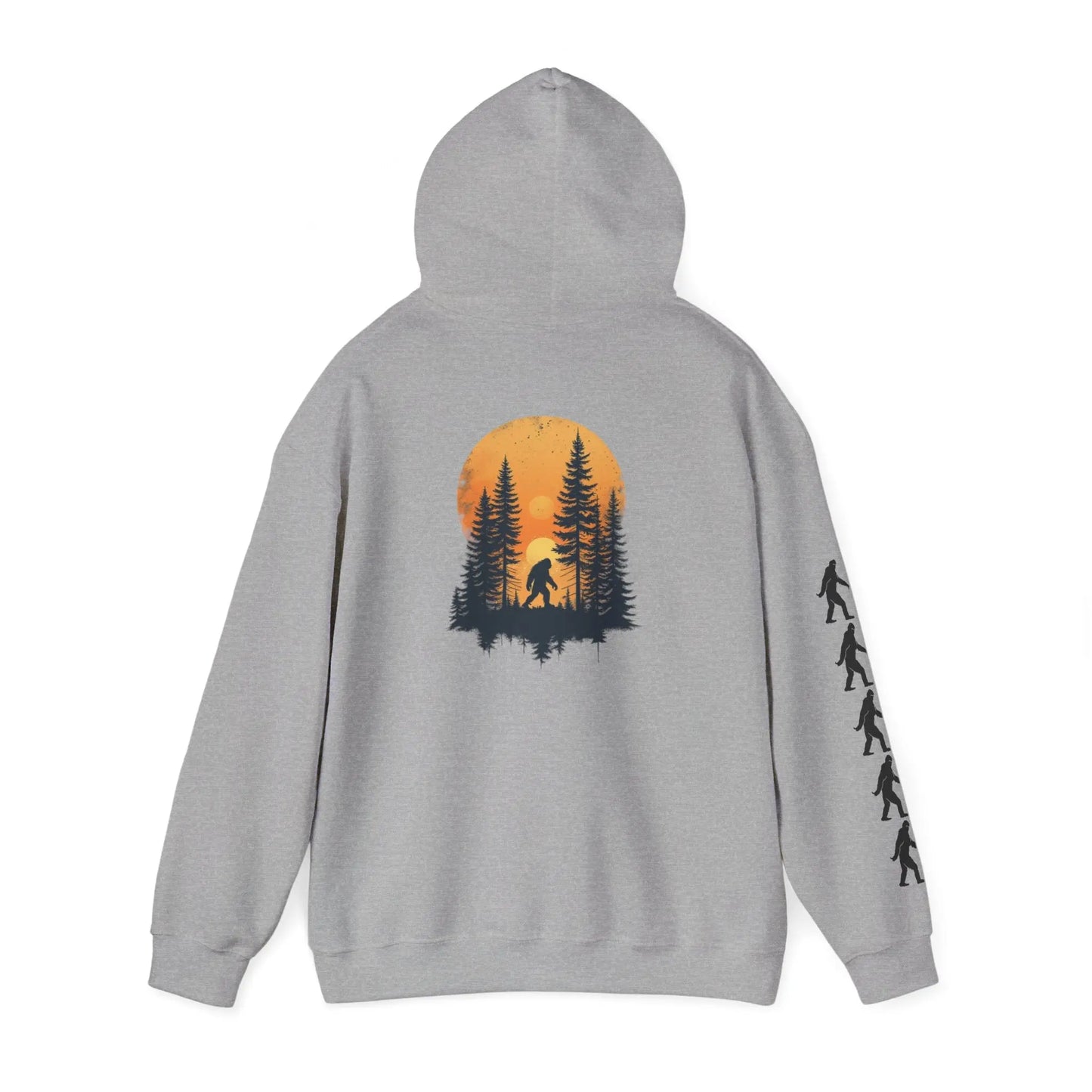 Bigfoot Forest Hoodie — Sasquatch Silhouette Sunset Pullover