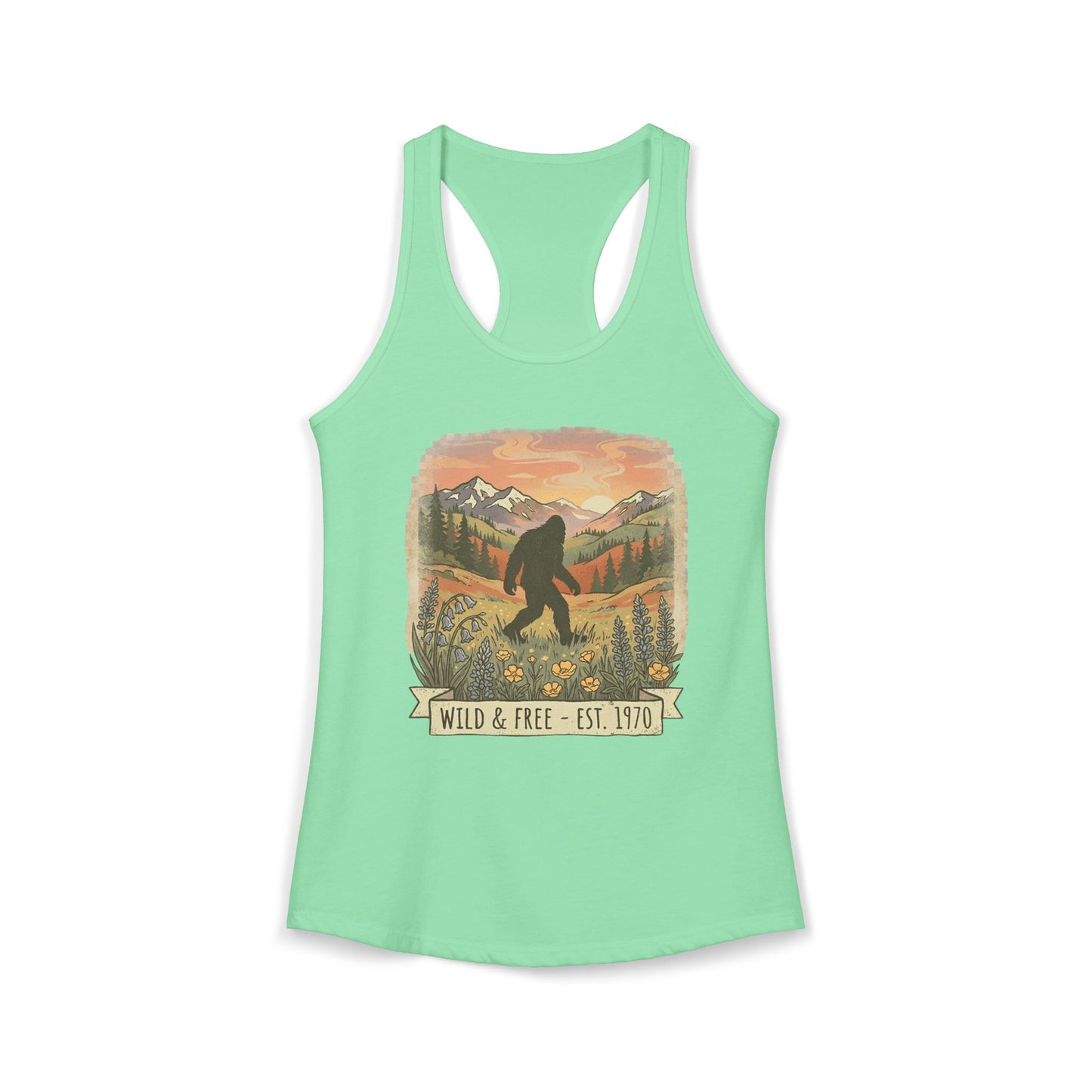 Sasquatch in the Meadow Racerback Tank