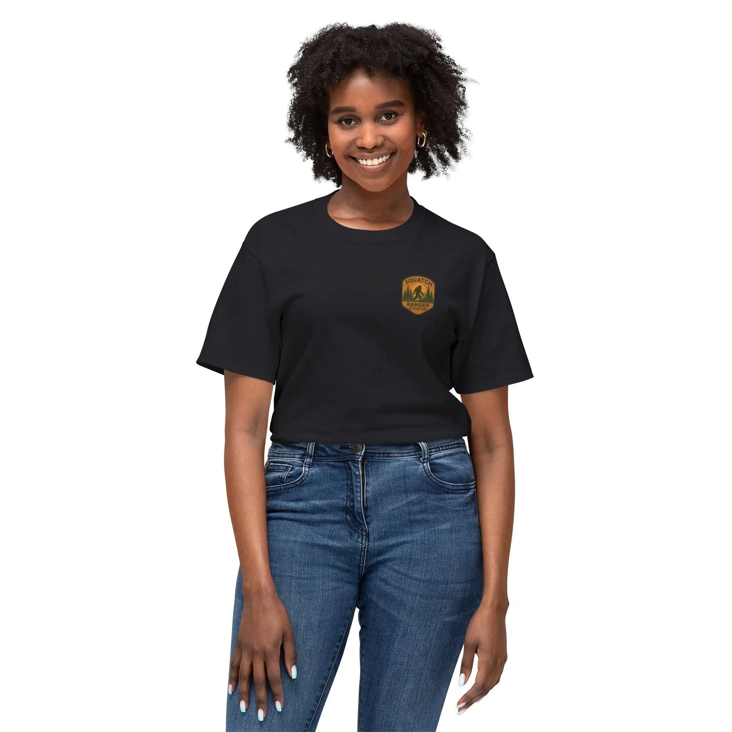 Adventure Patch T-Shirt — Vintage Mountain Forest Logo Tee | Outdoors Lifestyle Shirt