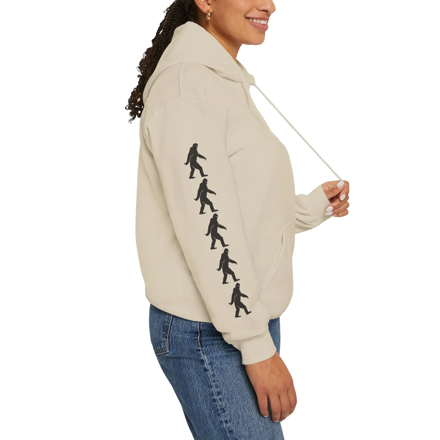 Bigfoot Forest Hoodie — Sasquatch Silhouette Sunset Pullover Printify