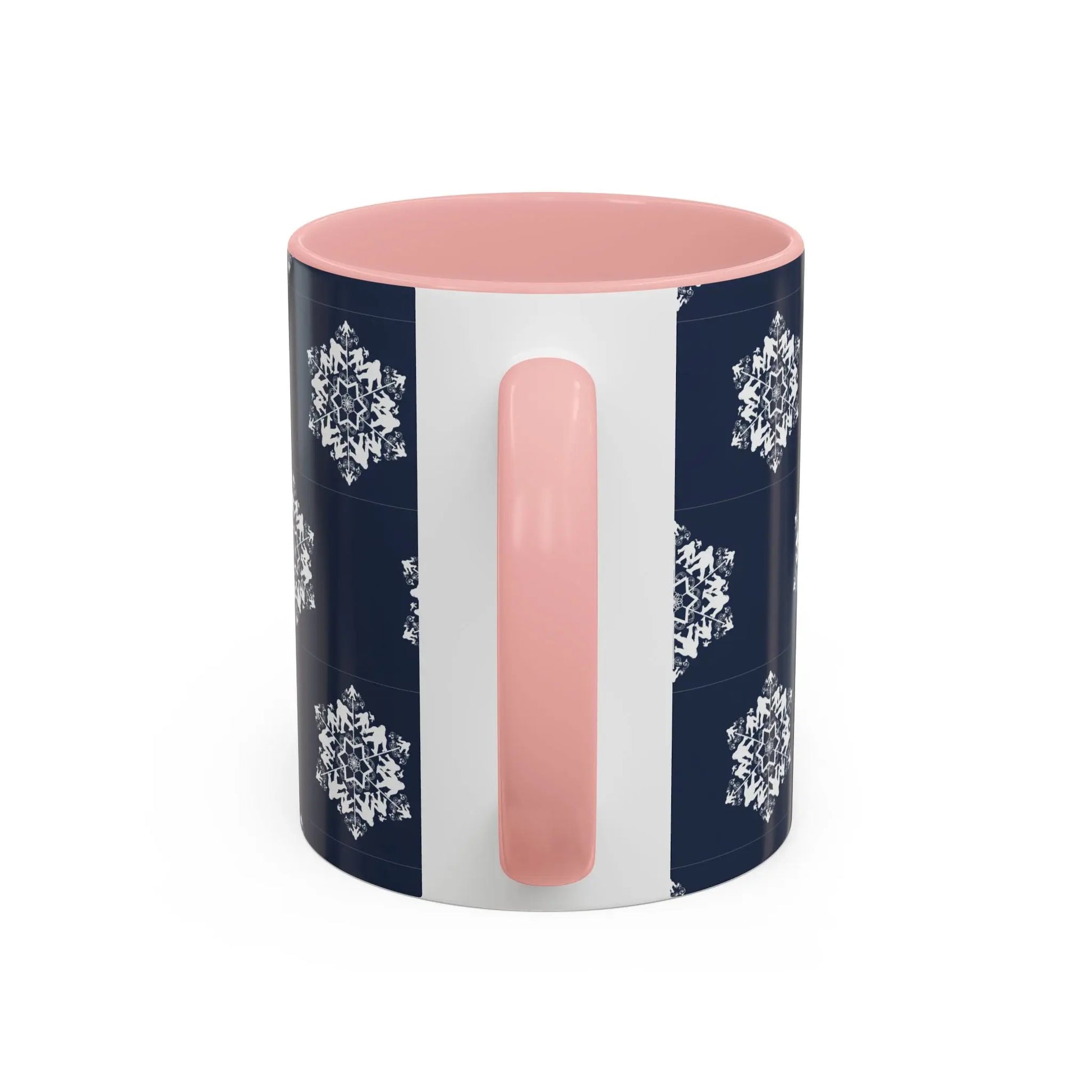 Bigfoot Snowflake Accent Coffee Mug – Navy Holiday Ceramic Cup (11oz/15oz) Printify