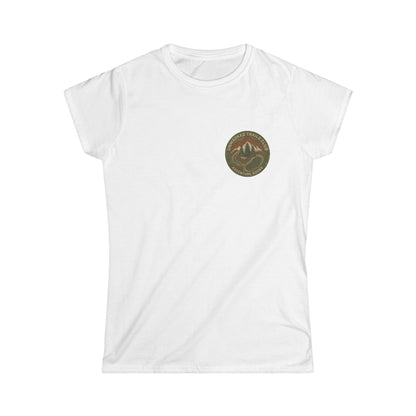 Women's Adventure Mountain Tee — Vintage Outdoor Patch Graphic