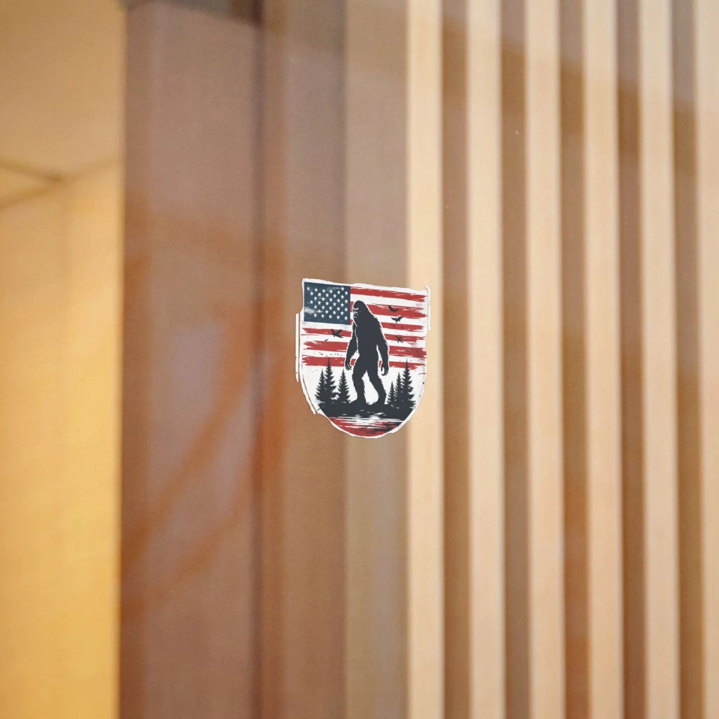 American Bigfoot Sticker — Patriotic Sasquatch Die-Cut Sticker Printify