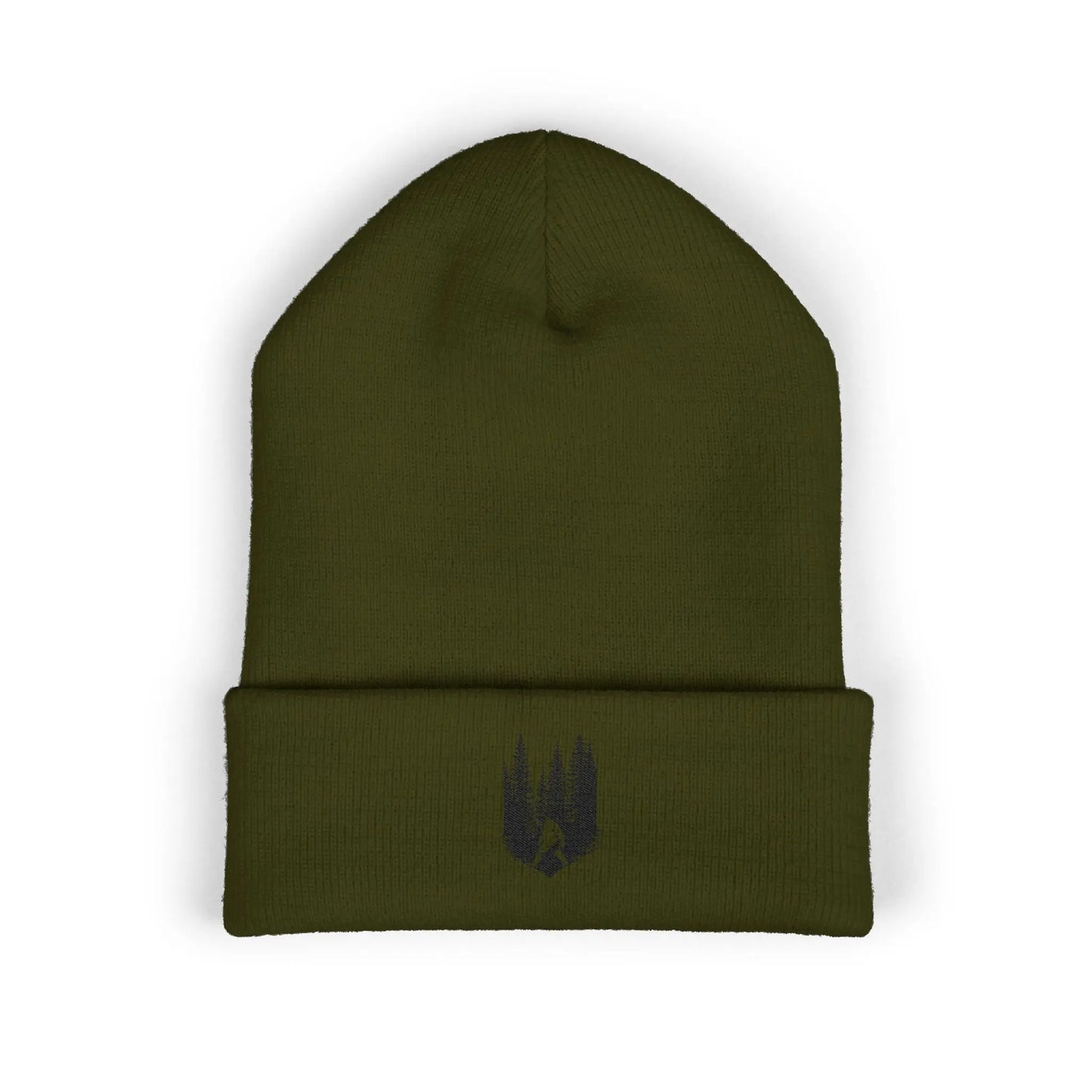 Embroidered Mountain & Pine Trees Cuffed Beanie Printify