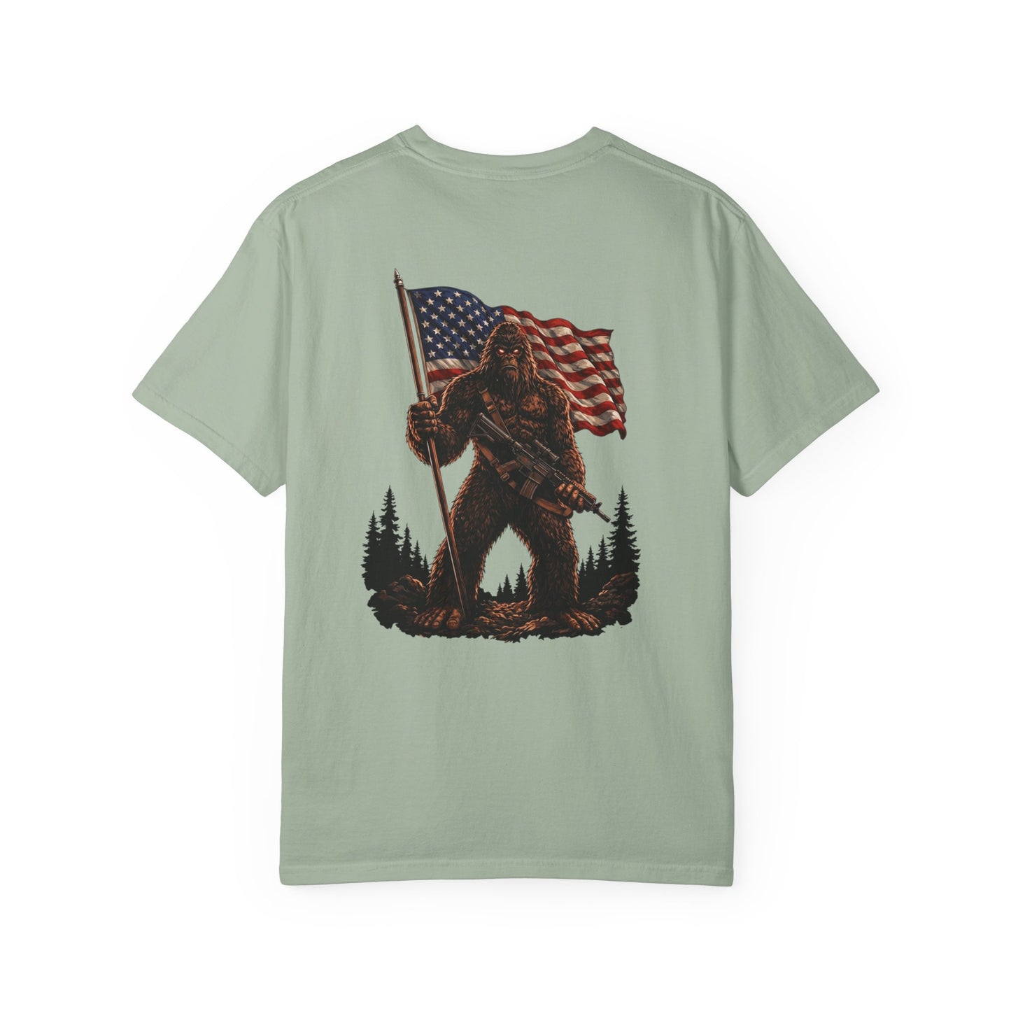 Patriotic Bigfoot Flag T-Shirt — American Sasquatch Graphic Tee