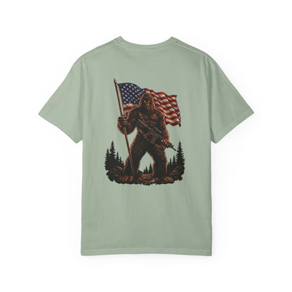 Patriotic Bigfoot Flag T-Shirt — American Sasquatch Graphic Tee