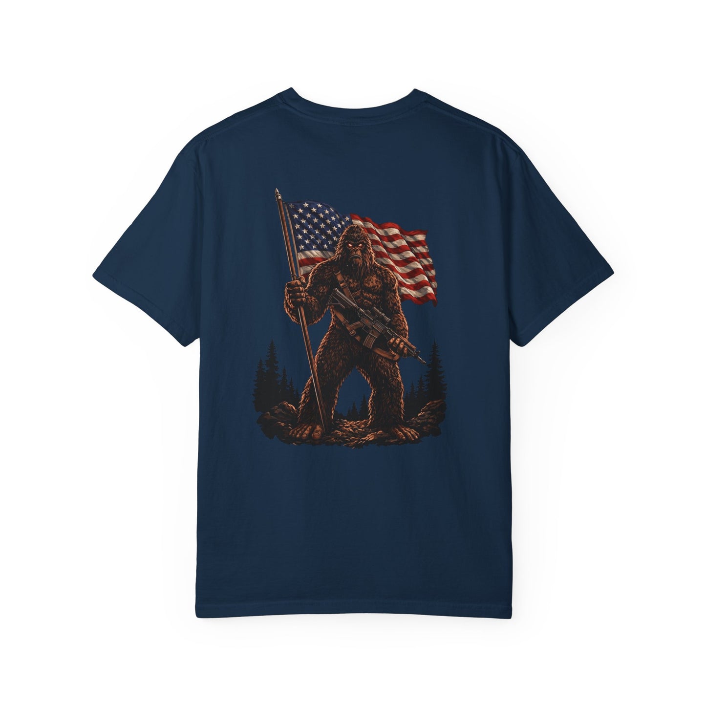 Patriotic Bigfoot Flag T-Shirt — American Sasquatch Graphic Tee
