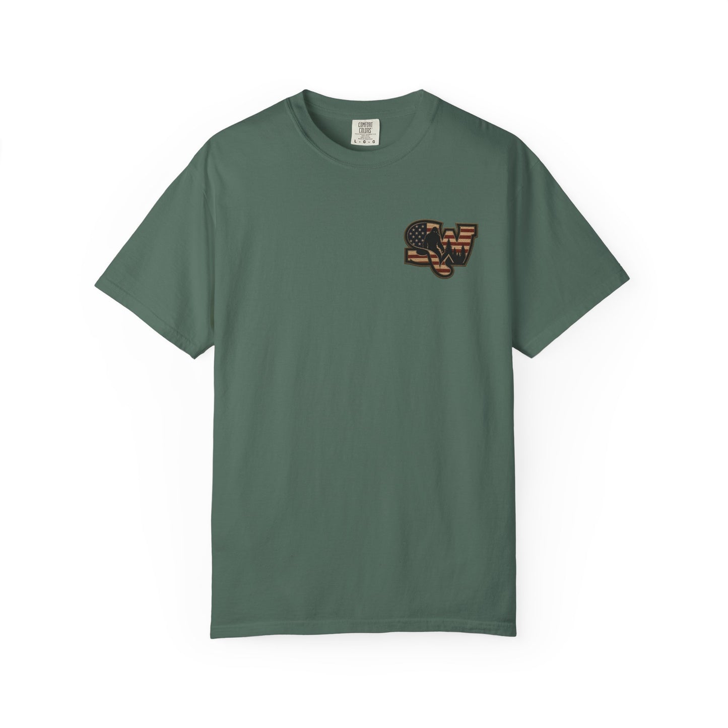 Patriotic Bigfoot Flag T-Shirt — American Sasquatch Graphic Tee